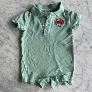 Ralph Lauren Mint Polo Baby One-Piece with Crab Embroidery